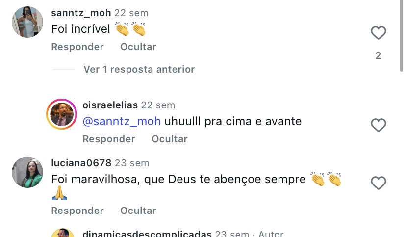 Depoimento real no Instagram sobre a palestra