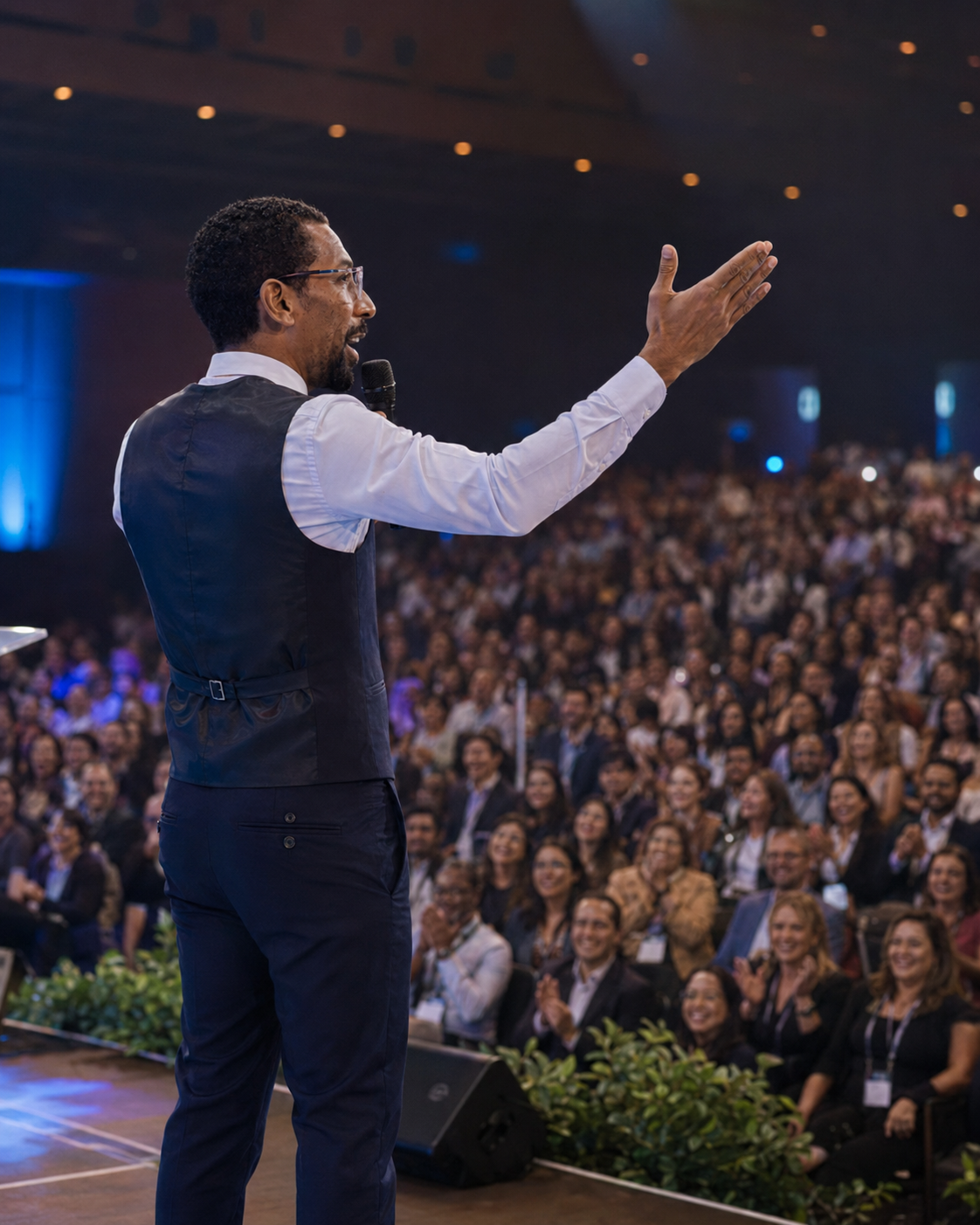 Israel Elias em palestra, treinamento e interação com o público